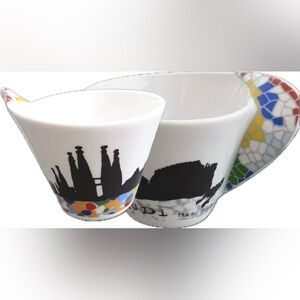 NEW Porcelanas Rabat BARCELONA Gaudi Sculptural Mosaic Porcelain Mug Cup Set